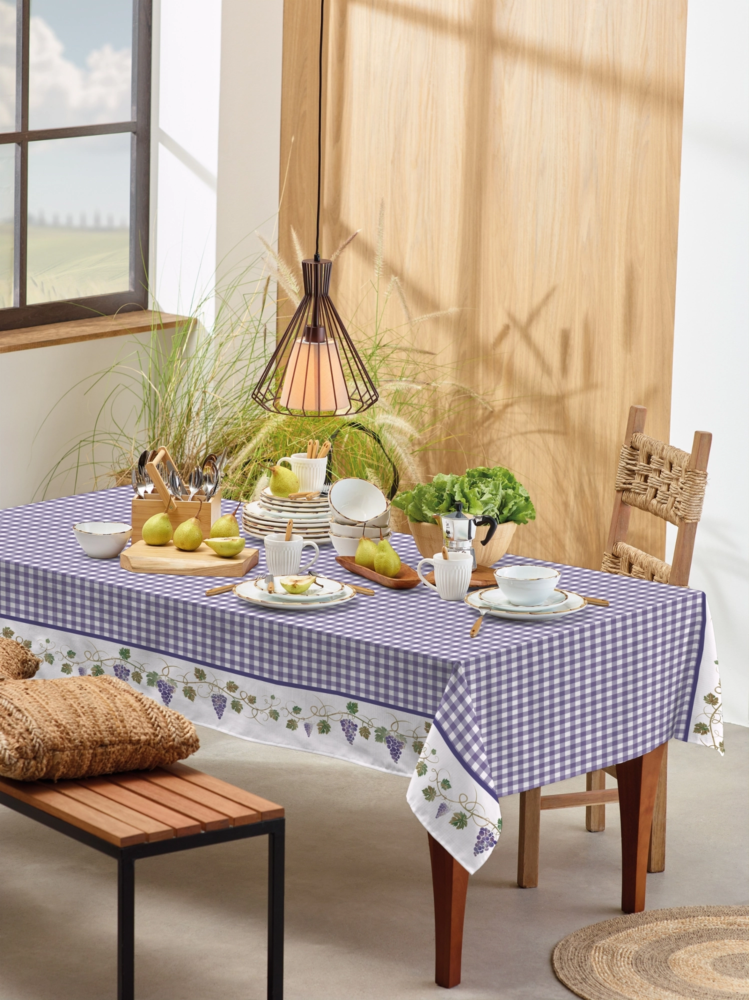 Toalha Mesa Basic 6 Lugares Uvas 140x210cm 882200000045920 Teka
