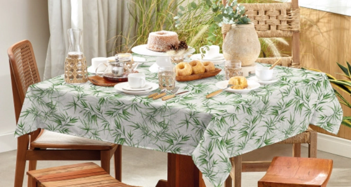 Toalha Mesa Basic 8 Lugares Bambu 140x250cm 41300 Teka