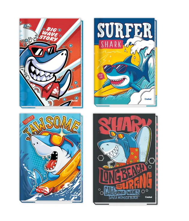 Caderno Broch Sharkinhos C.d C/80fl Sort Credeal