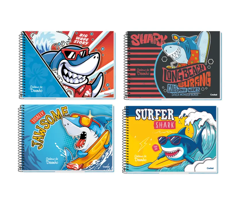 Caderno Desenho Sharkinhos C.d C/80fl Sort Credeal