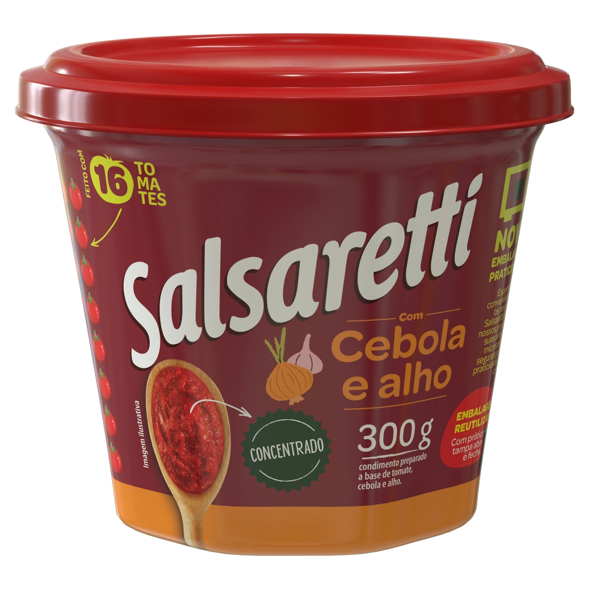 Extrato De Tomate Concentrado Com Cebola E Alho Salsaretti Pote 300g