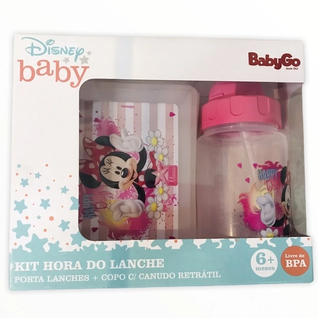 Kit Copo C/ Canudo Retratil Porta Lanches Minnie