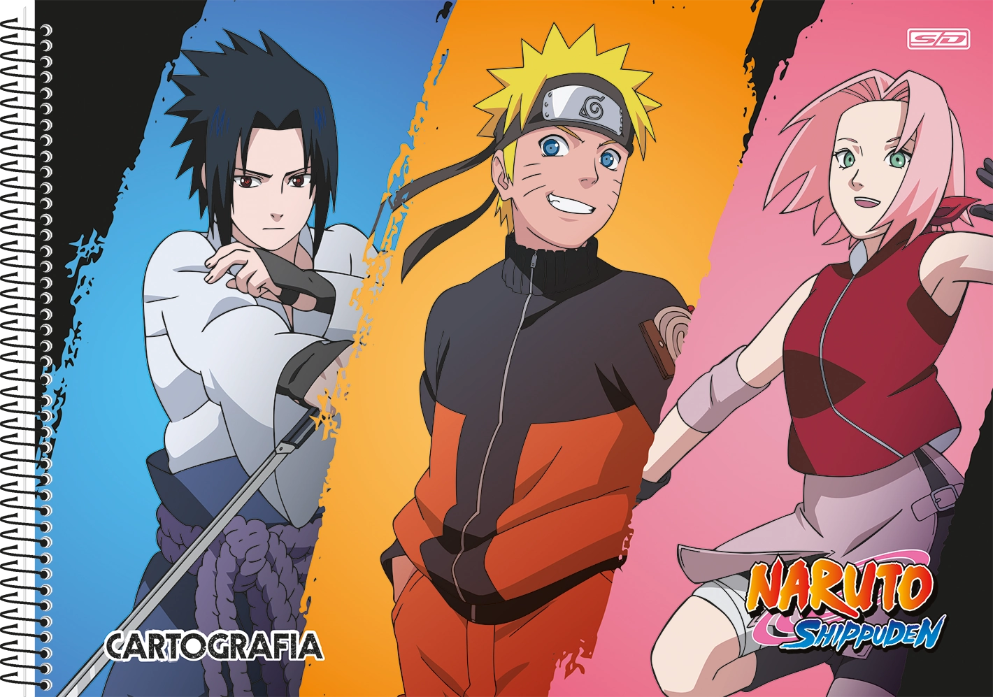 Caderno Cartografia Espiral Cd 1m Ad 60f Naruto 233319 Sao Domingos