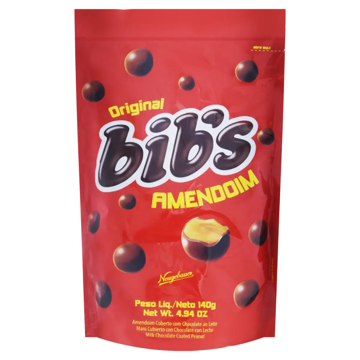 Confeito De Amendoim Coberto Com Chocolate Ao Leite Bibs Original Sachê 140g