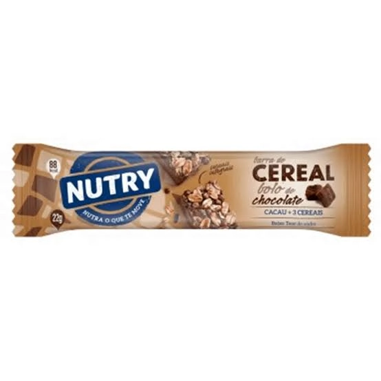 Barra De Cereal Bolo De Chocolate Nutry Caixa 528g 24 Unidades