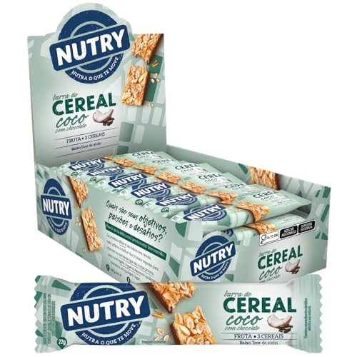 Barra De Cereal Coco Cobertura Chocolate Nutry Caixa 528g 24 Unidades