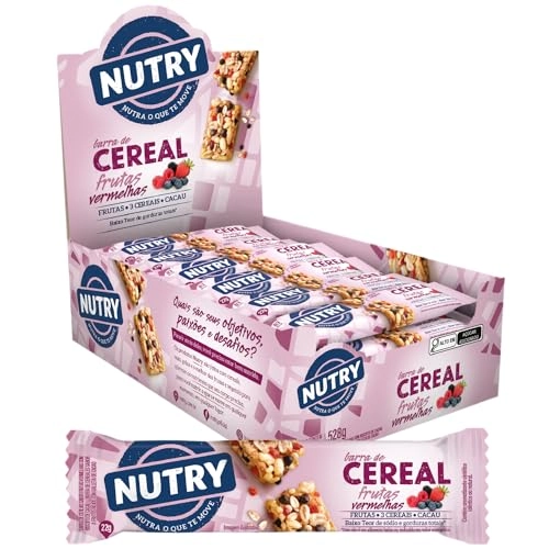 Barra De Cereal Frutas Vermelhas Nutry Caixa 528g 24 Unidades