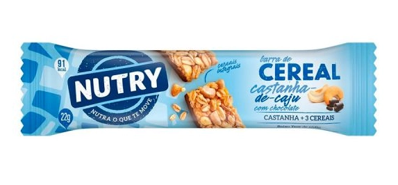 Barra De Cereal Castanha De Caju Cobertura Chocolate Nutry Caixa 528g 24 Unidades
