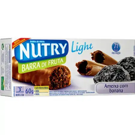 Pack Barra De Frutas Ameixa Cobertura Chocolate Nutry Caixa 60g 3 Unidades
