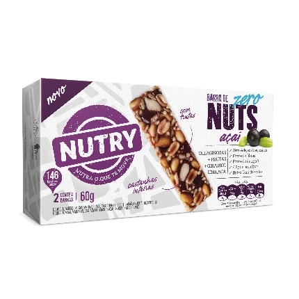 Barra De Nuts Açaí Nutry Caixa 360g 12 Unidades