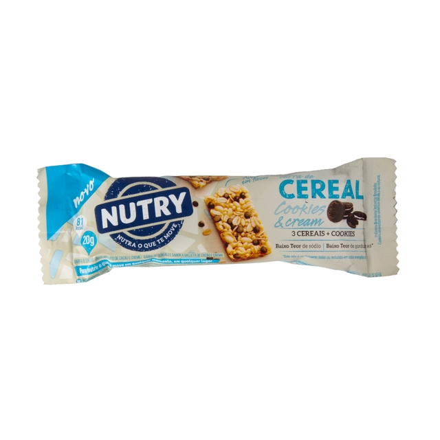 Barra De Cereal Cookies Cream Nutry Pacote 20g