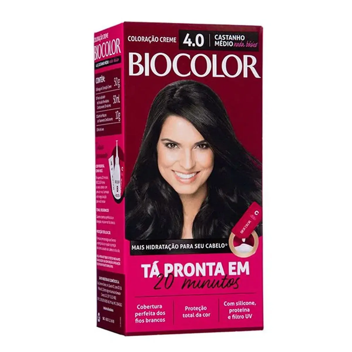 Kit Coloração Creme 4.0 Castanho Médio Nada Básico Biocolor Tá Pronta Em 20 Minutos