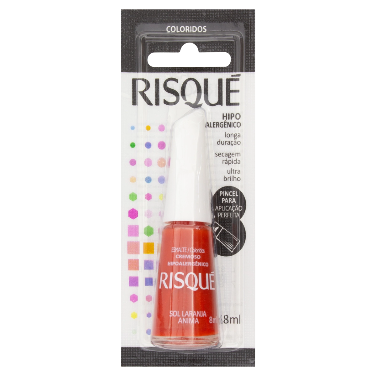 Esmalte Cremoso Sol Laranja Anima Risqué Coloridos Blister 8ml