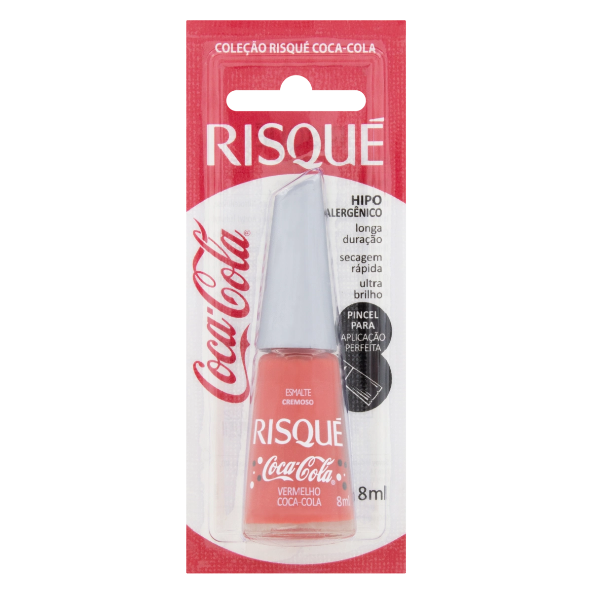Esmalte Cremoso Vermelho Coca Cola Risqué Coca Cola Blister 8ml