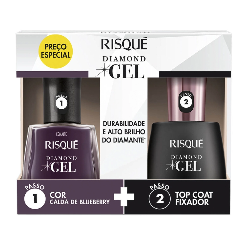 Promo/kit Esmalte Coty Risque Diamond Gel Calda Blueberry Top Coat 1un