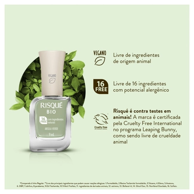 Esmalte Argila Verde Risqué Bio Frasco 9ml