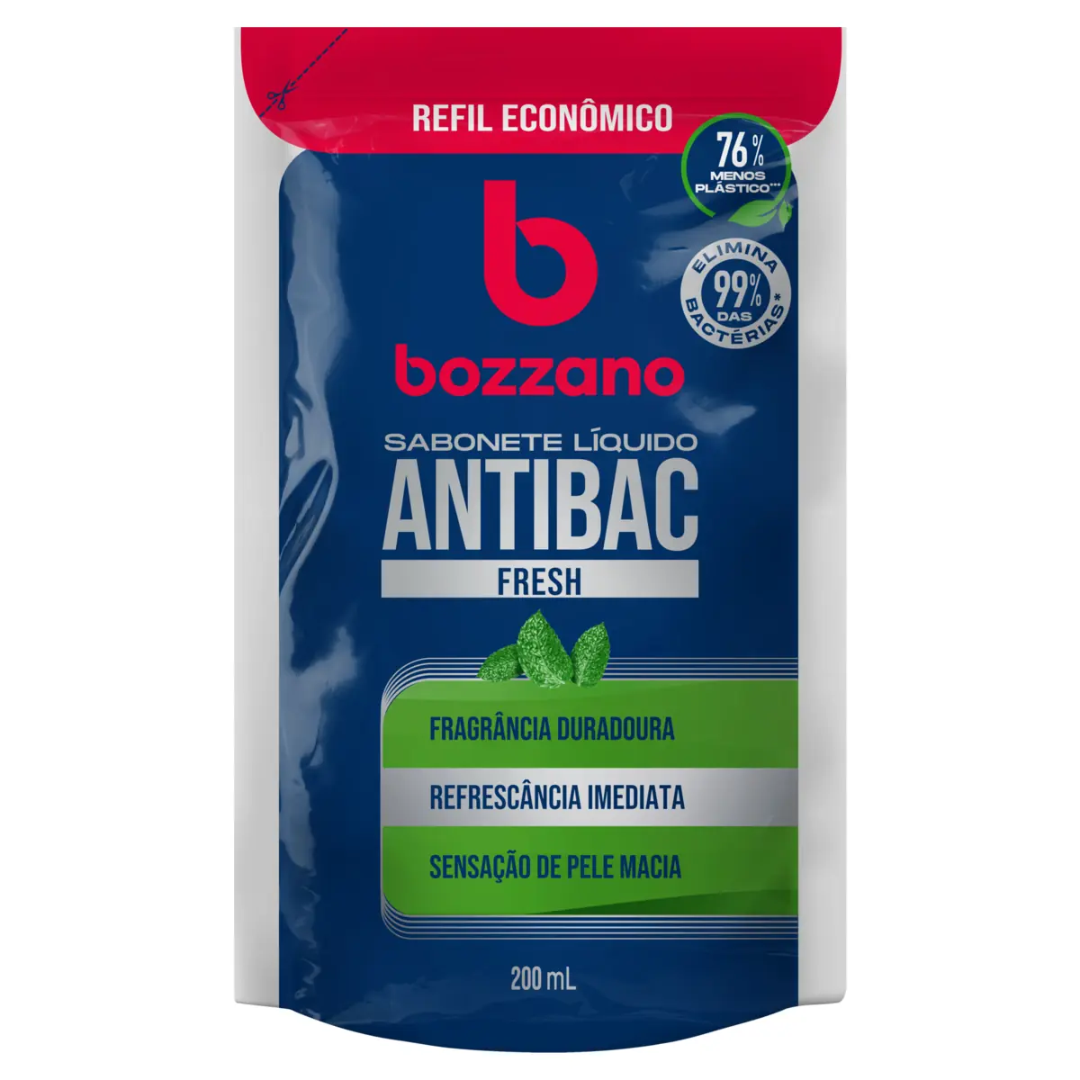 Sabonete Líquido Fresh Bozzano Antibac Sachê 200ml Refil Econômico