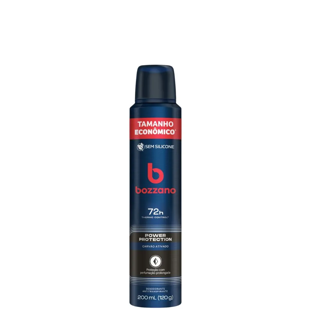 Antitranspirante Aerossol Bozzano Power Protection Carvão Ativado 200ml Spray Tamanho Econômico