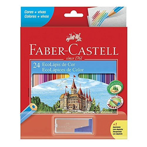Kit 1 Apontador 24 Ecolápis De Cor Faber Castell