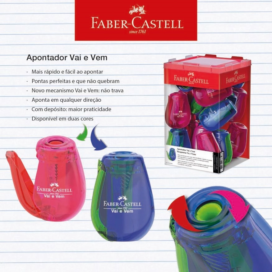 Apontador C Deposito Vai E Vem Faber Castell