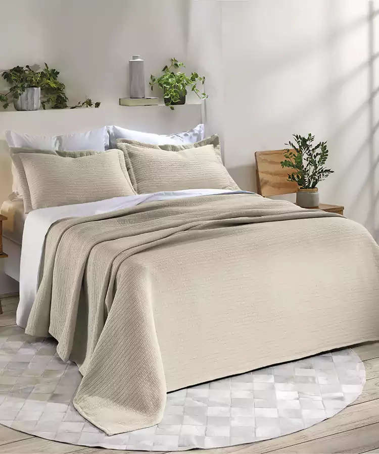 Kit Colcha Dohler Casal Full Bege 3pcs 2,20x2,50m 2 70x50cm