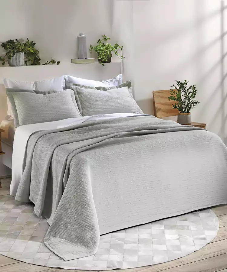 Kit Colcha Dohler Casal Full Cinza 3pcs 2,20x2,50m 2 70x50cm