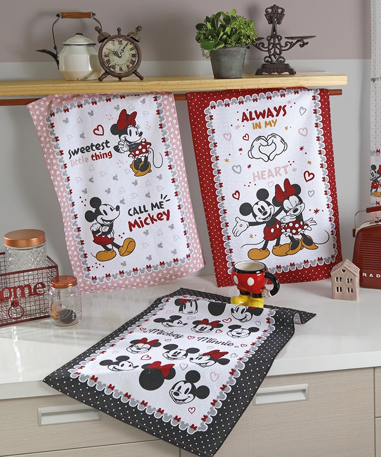 Pano De Copa Dohler Prata Mickey E Minnie 45x65cm