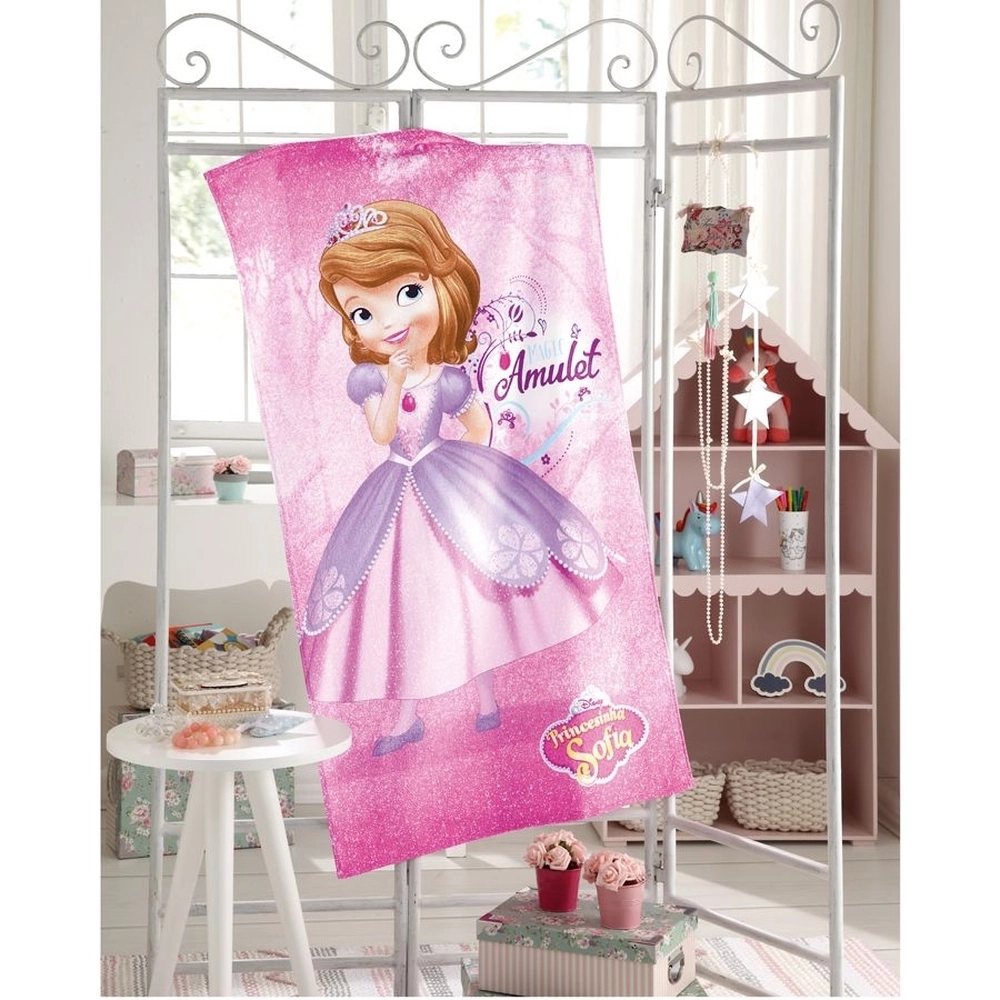 Toalha Banho Dohler Velour Princesa Sofia 70x130cm
