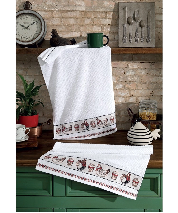 Pano De Copa Dohler Jacquard Vida Galinhas 45x70cm