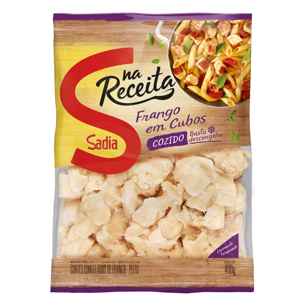 Filé De Peito De Frango Cozido Em Cubos Congelado Sadia Na Receita 400g
