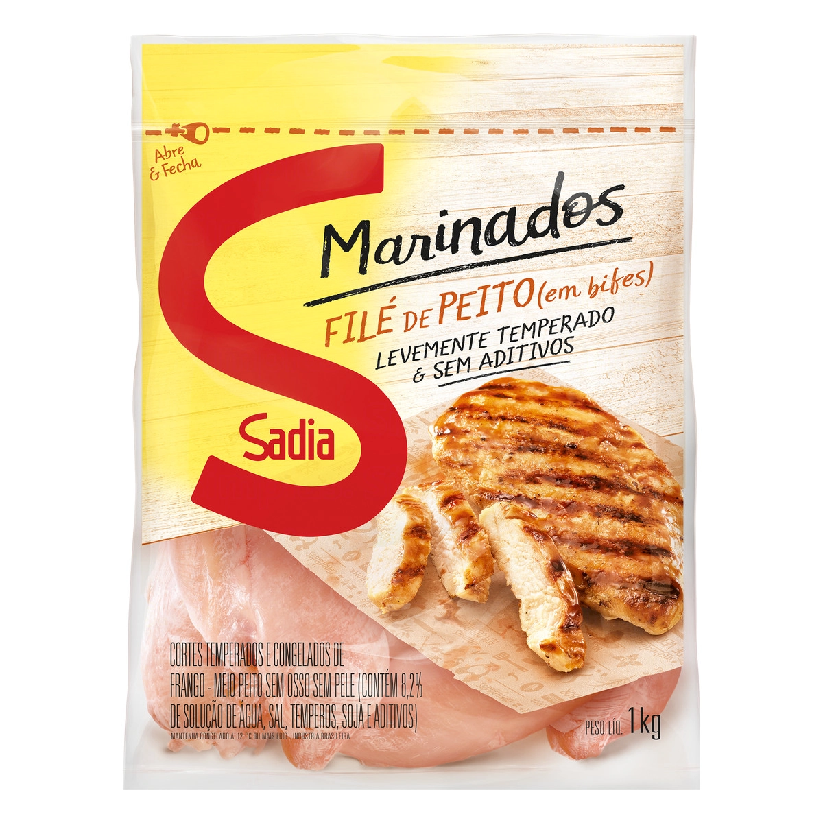 Filé De Peito De Frango Em Bifes Congelado Temperado Sadia Marinados 1kg