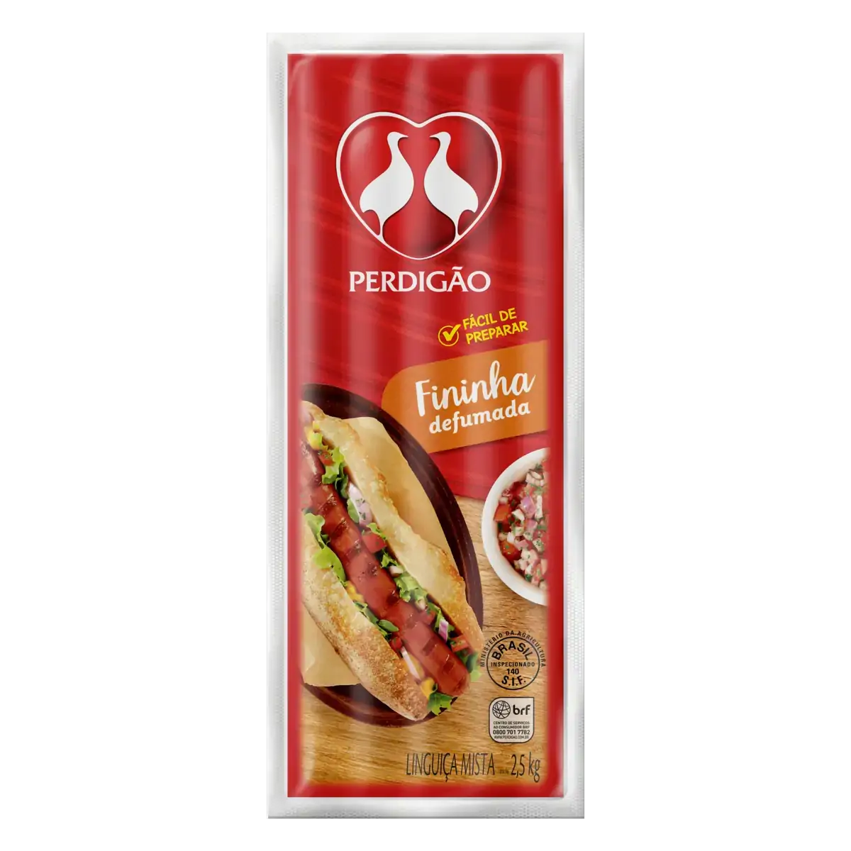Linguiça Mista Cozida E Defumada Fininha Perdigão 2,5kg