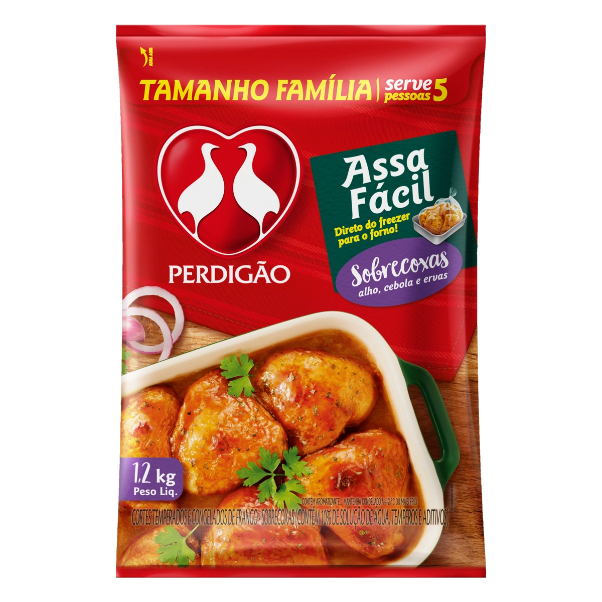 Sobrecoxa De Frango Congelada Temperada Perdigão Assa Fácil 1,2kg Tamanho Família