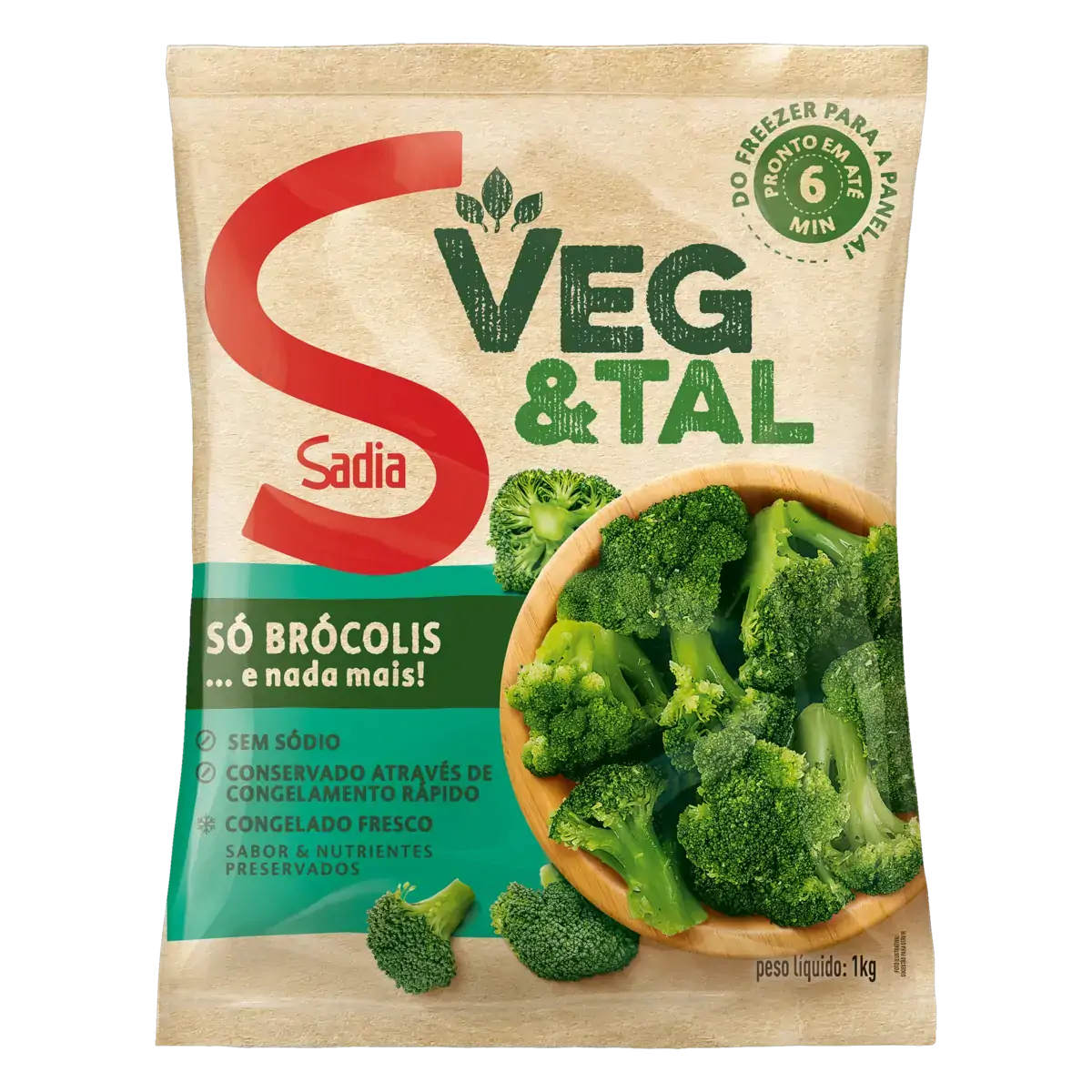 Brócolis Congelado Fresco Sadia Veg Tal Pacote 1,05kg