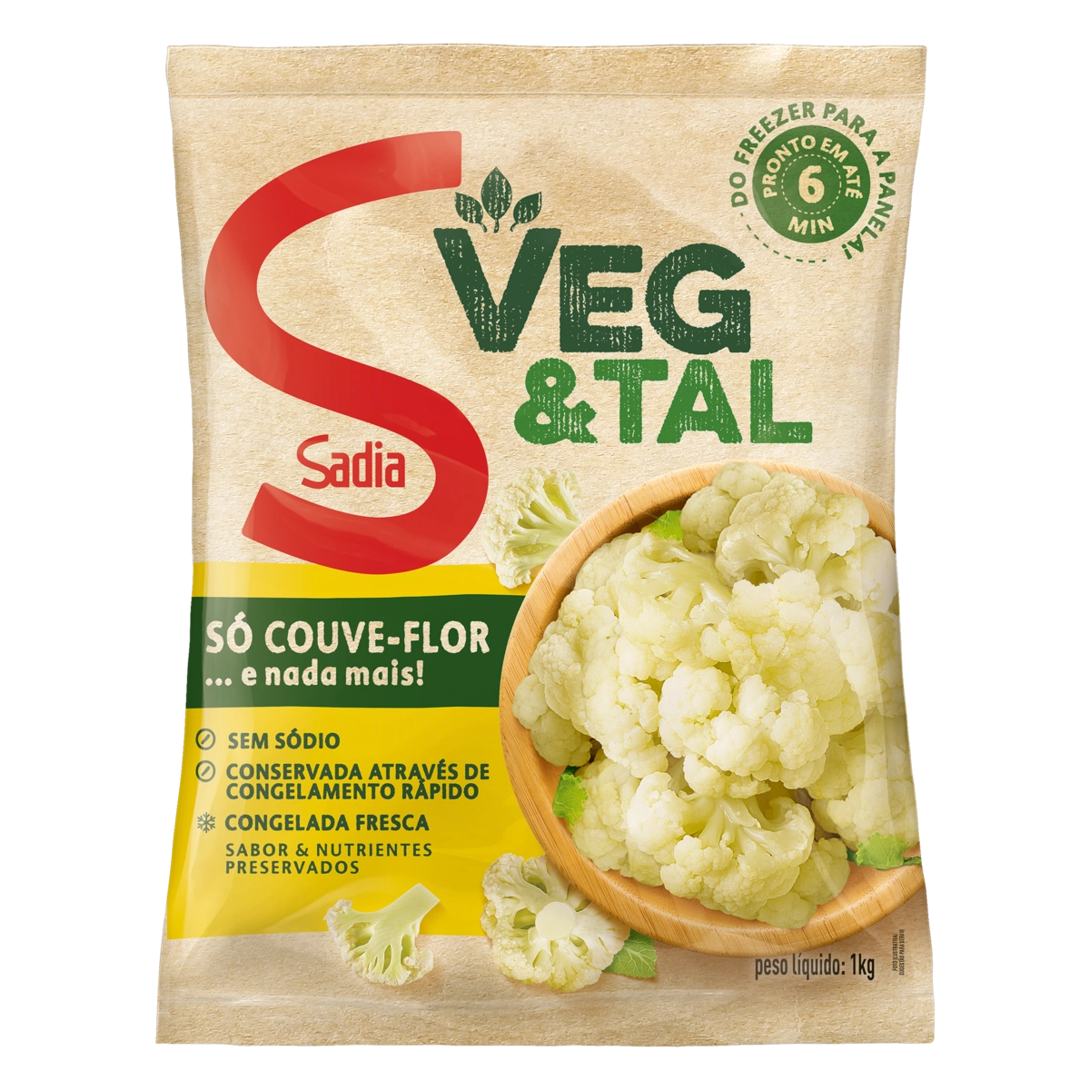 Couve Flor Congelada Fresca Sadia Veg Tal Pacote 1,05kg
