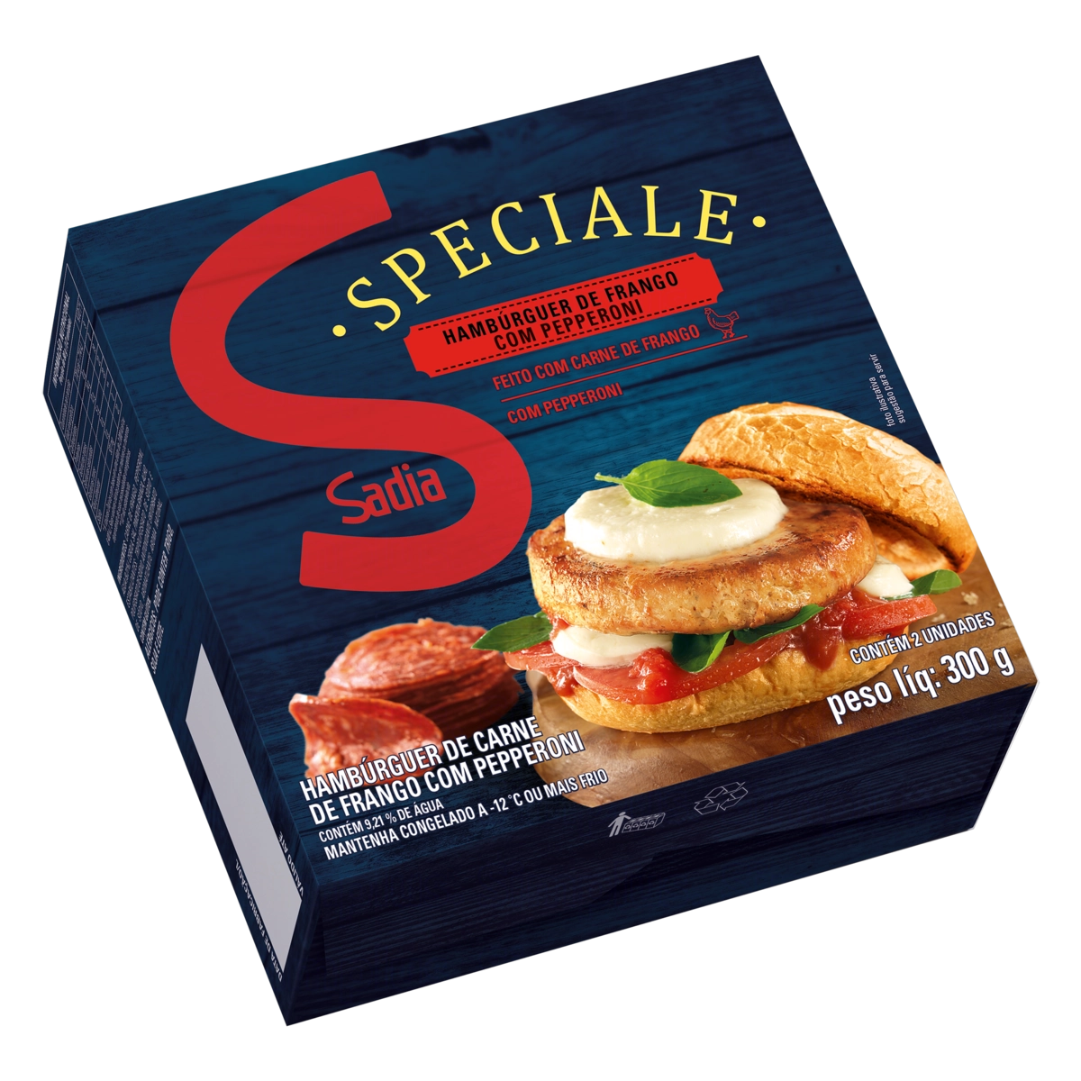 Hambúrguer De Frango Com Pepperoni Sadia Speciale Caixa 300g 2 Unidades