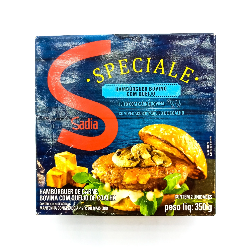 Hambúrguer De Carne Bovina Com Queijo Sadia Speciale Caixa 350g 2 Unidades