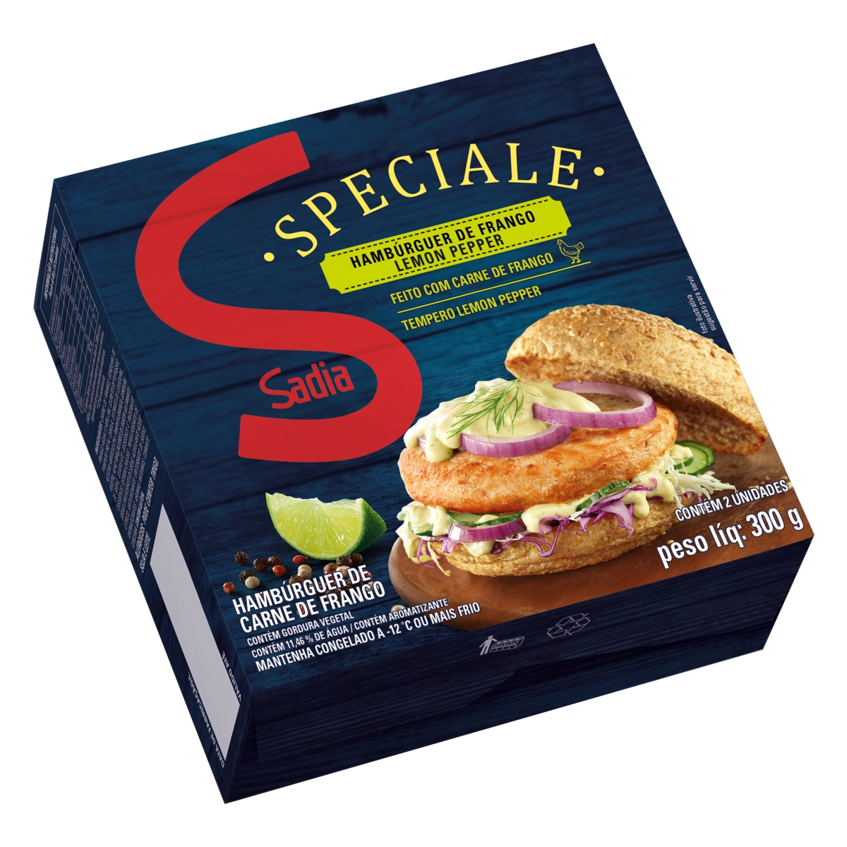 Hambúrguer De Frango Lemon Pepper Sadia Speciale Caixa 300g 2 Unidades