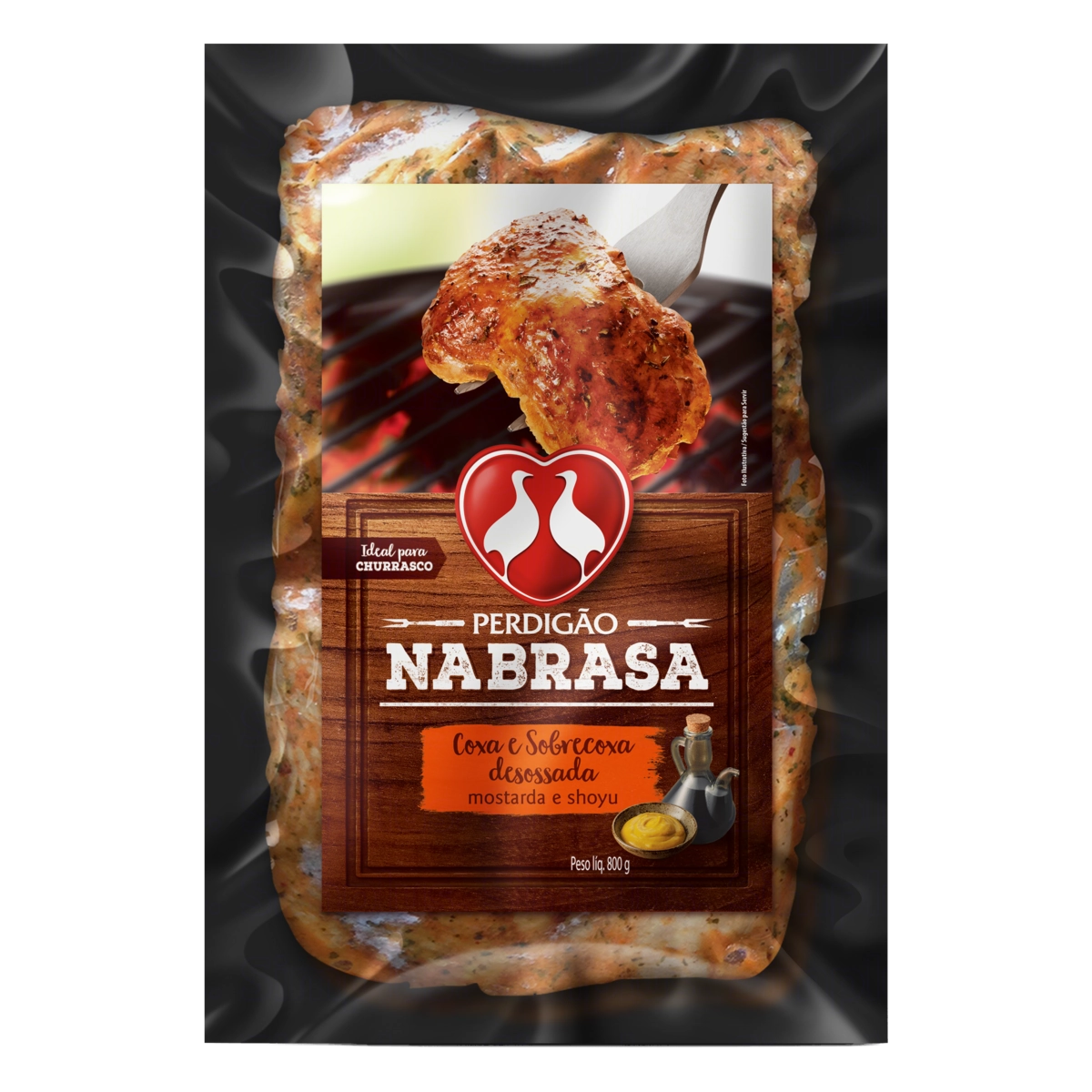 Coxa Com Sobrecoxa De Frango Congelada Mostarda E Shoyu Sem Osso Perdigão Na Brasa 800g