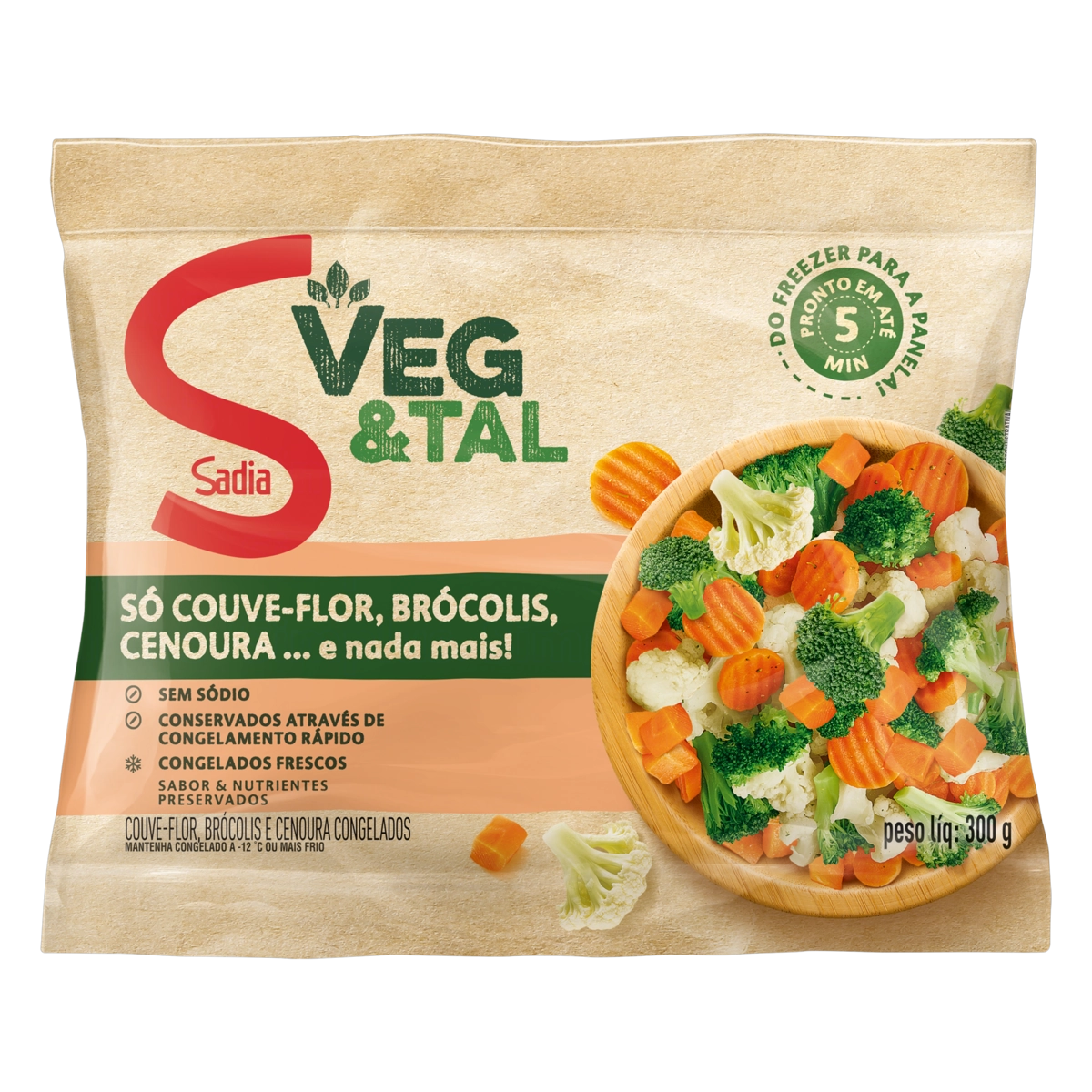 Mix De Vegetais Congelados Fresco Sadia Veg Tal Pacote 300g