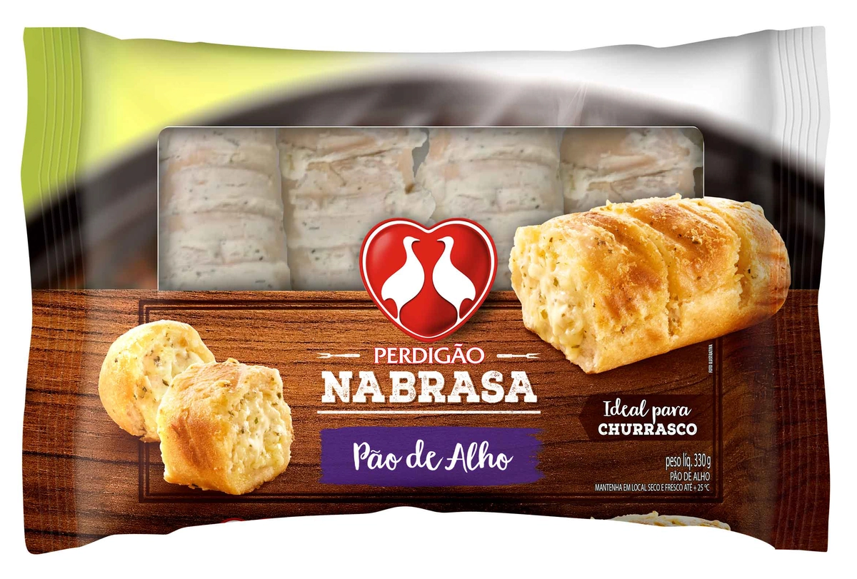 Pão De Alho Recheio Requeijão Cremoso E Queijo Mussarela Perdigão Na Brasa Pacote 330g