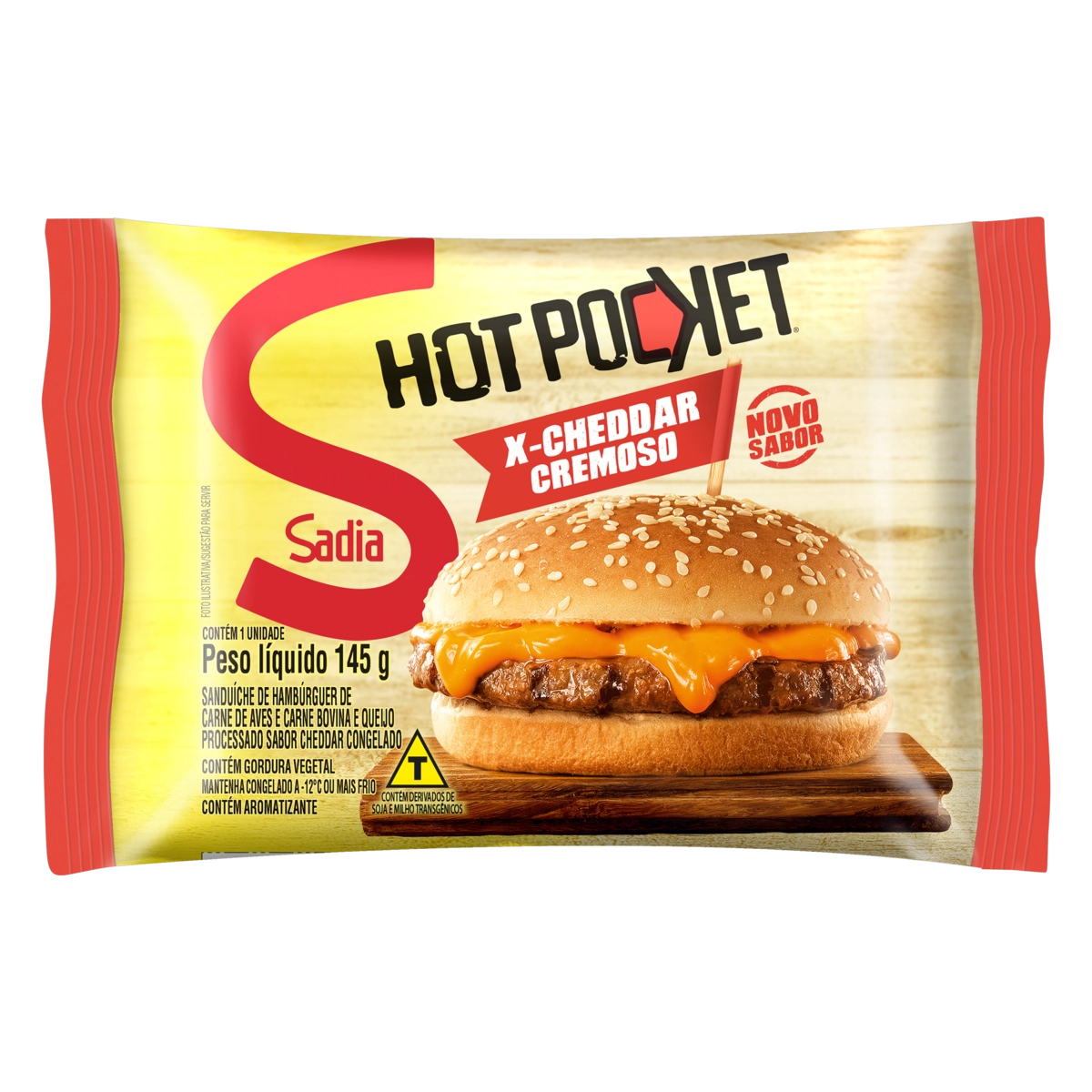 Sanduíche Congelado X Burguer Com Queijo Cheddar Sadia Hot Pocket Pacote 145g