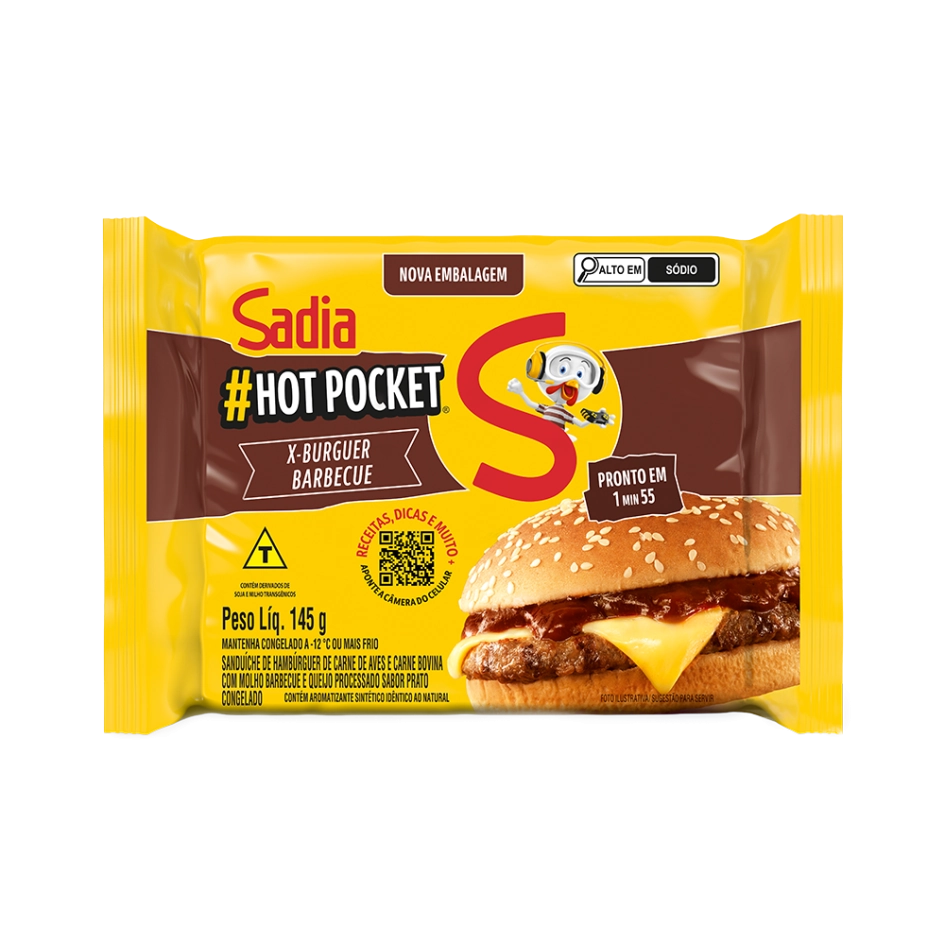 Sanduíche Congelado X Burguer Barbecue Sadia Hot Pocket Pacote 145g