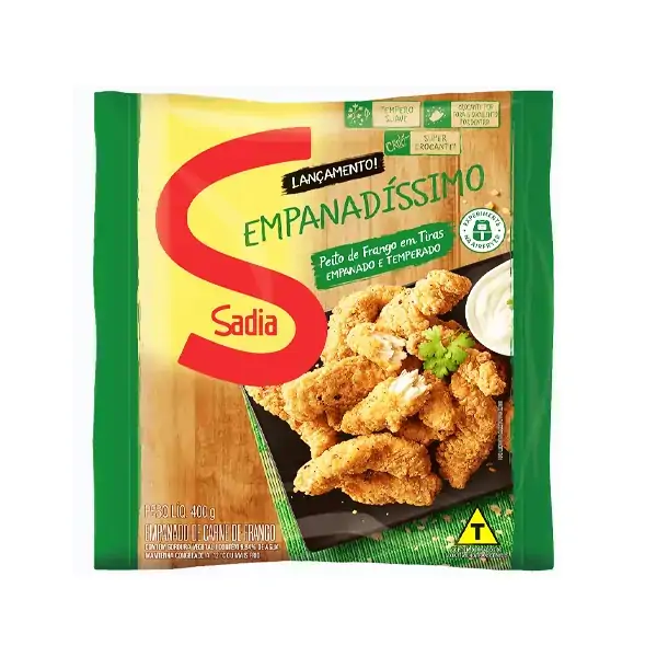 Empanado De Frango Peito Em Tiras Temperado Sadia Empanadíssimo Pacote 400g