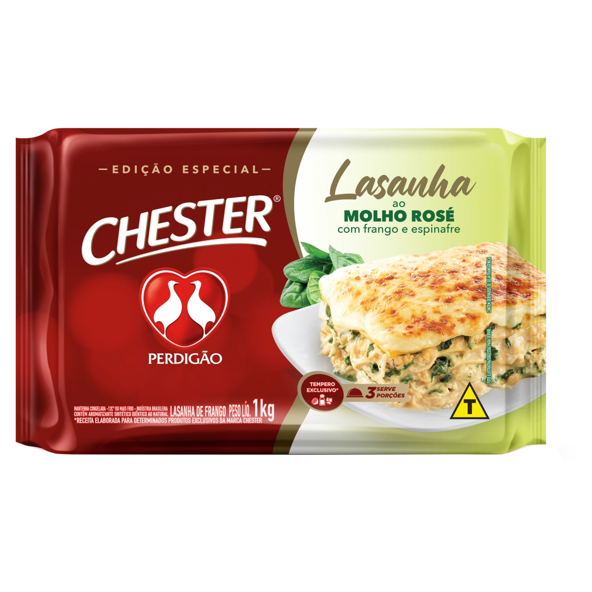 Lasanha Ao Molho Rosé Com Frango E Espinafre Perdigão Chester Pacote 1kg