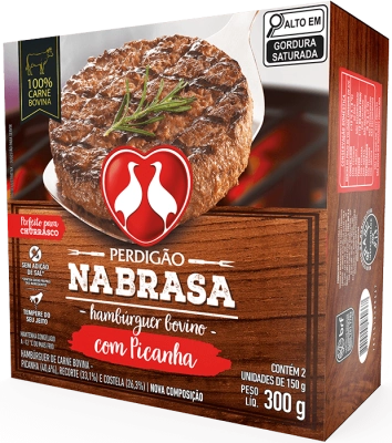 Hambúrguer De Carne Bovina Picanha Perdigão Na Brasa Caixa 300g 2 Unidades