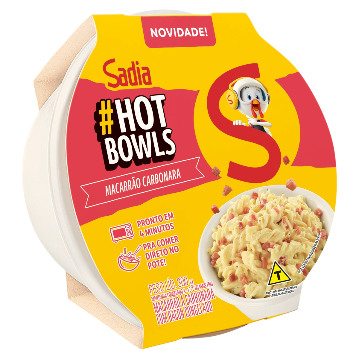 Macarrão Com Bacon Carbonara Sadia Hot Bowls Pote 300g