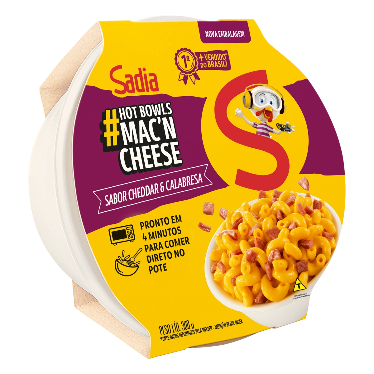 Macn Cheese Cheddar Calabresa Sadia Hot Bowls Pote 300g