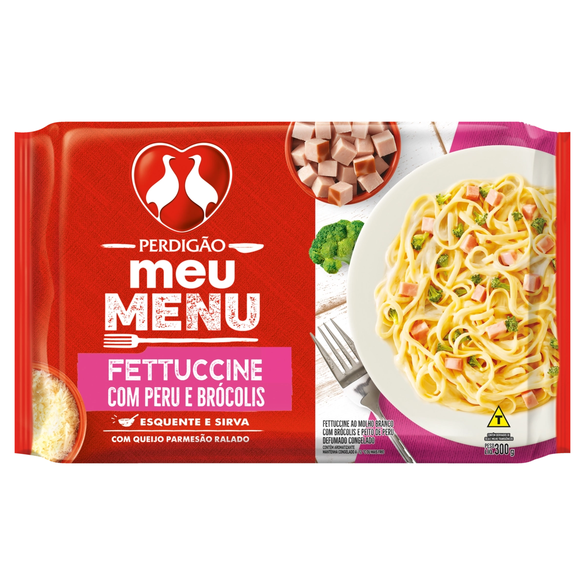 Fettuccine Com Peru E Brócolis Perdigão Meu Menu Pacote 300g