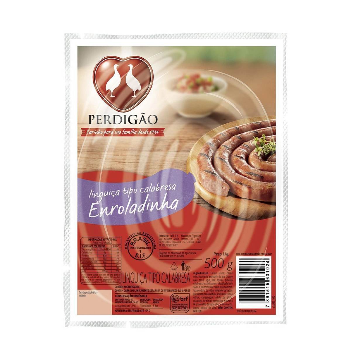 Linguiça Calabresa Enroladinha Perdigão 500g